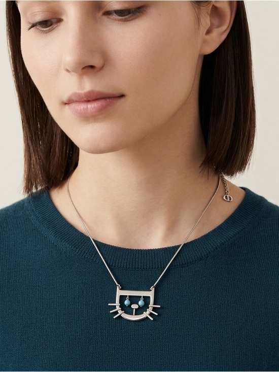 Dior Jewelry - Christian Dior Silver Cat Pendant Necklace 🐱 Rare Vintage Find